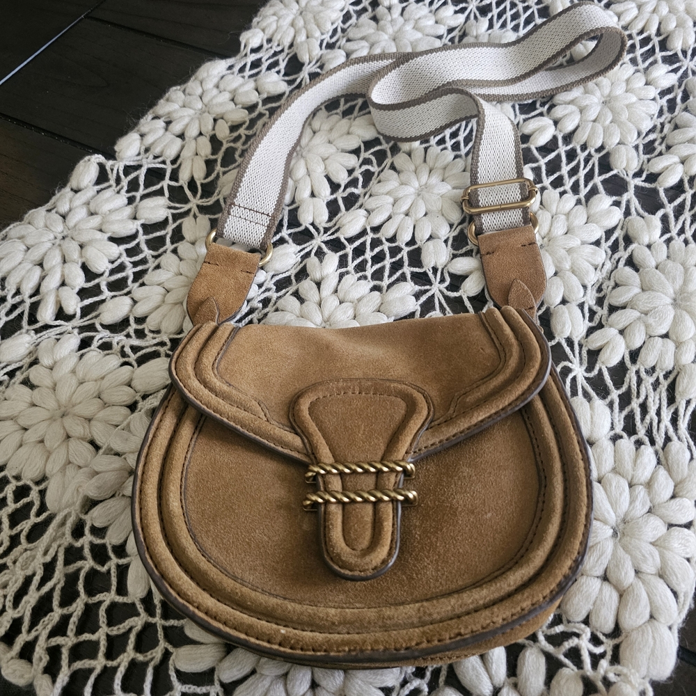 Zara Brown Suede Crossbody Bag